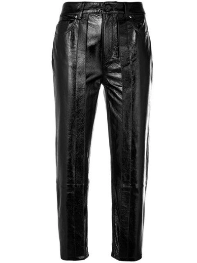 cropped waxed trousers
