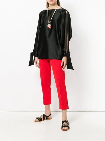 Shop Gianluca Capannolo Tied Sleeves Blouse In Black