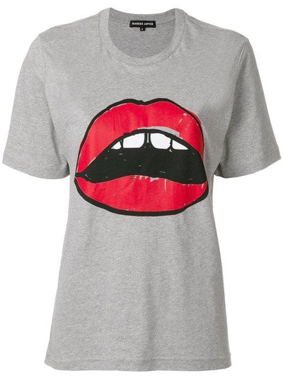 Shop Markus Lupfer Lip Print T-shirt - Grey