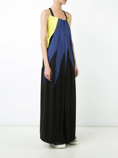 Shop Issey Miyake Pleated Colour Block Dress - Black