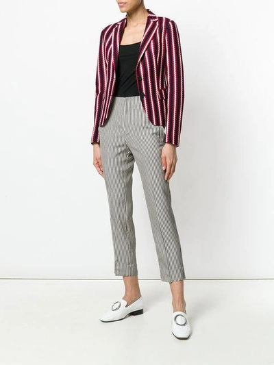 Shop Incotex Striped Cropped Trousers In Grey