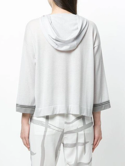 Shop Lorena Antoniazzi Hooded Sweater In Grey