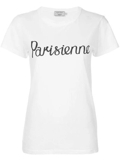 Shop Maison Kitsuné Parisienne T-shirt In White