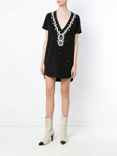 Shop Andrea Bogosian Embellished T-shirt Dress - Black