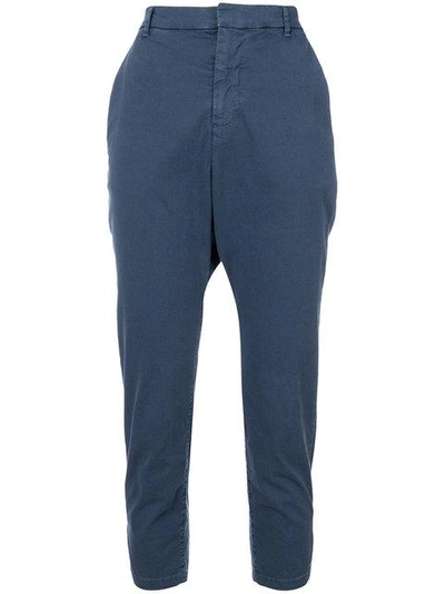 Shop Nili Lotan High Waisted Cropped Trousers - Blue