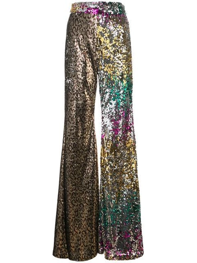 Shop Halpern Sequinned Flared Trousers In Multicolour