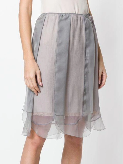 Shop Prada Layered Tulle Slip Skirt In Grey