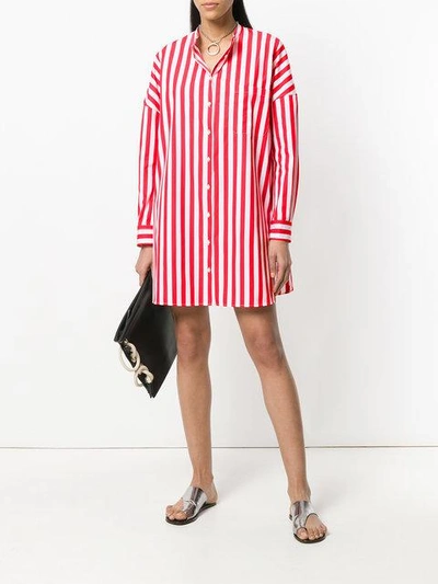 Shop Aspesi Striped Shirt Dress - Red
