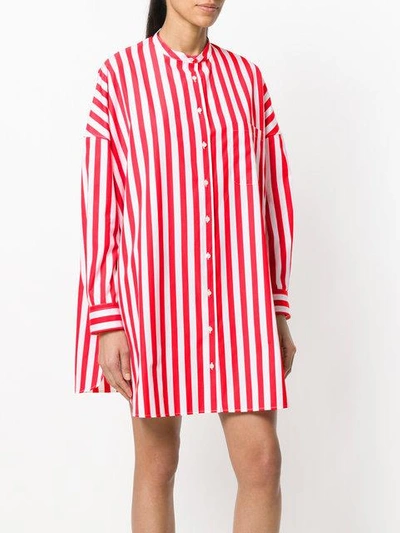 Shop Aspesi Striped Shirt Dress - Red