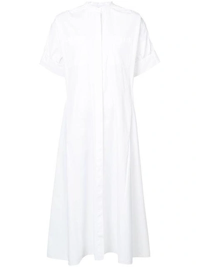 Shop Maison Rabih Kayrouz Mandarin Collar Shirt Dress In White
