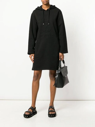 Shop Moschino Hooded Sweatshirt Dress - Black