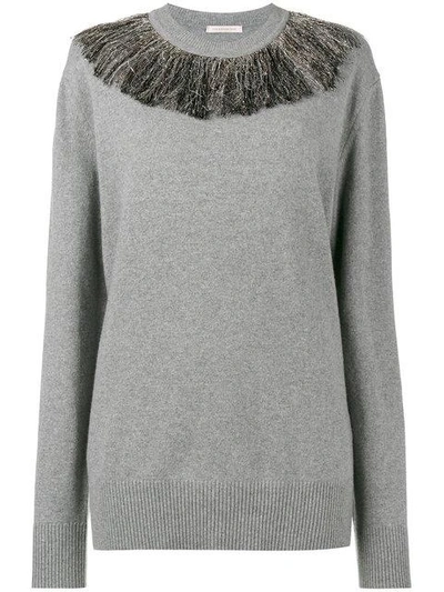 Shop Christopher Kane Metallic Fringe Sweater In Grey