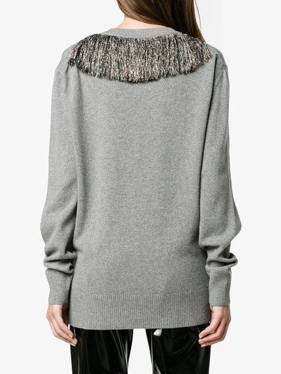 Shop Christopher Kane Metallic Fringe Sweater In Grey