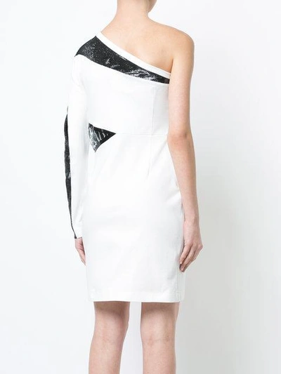 Shop Just Cavalli Colour-block Asymmetric Dress - White