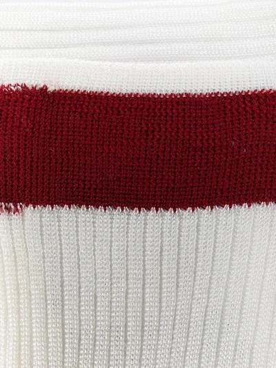 Valentino Striped-ankle Ribbed Silk-blend Socks In White