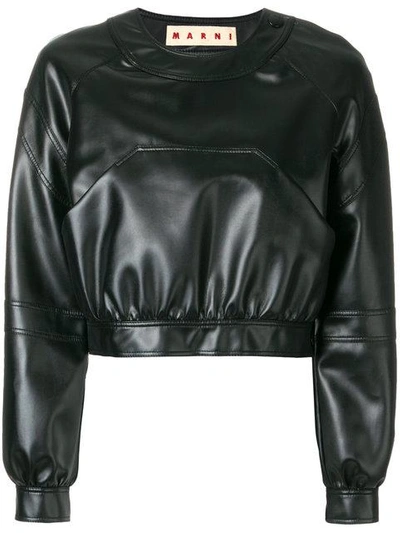 Shop Marni Cropped Leather Jacket