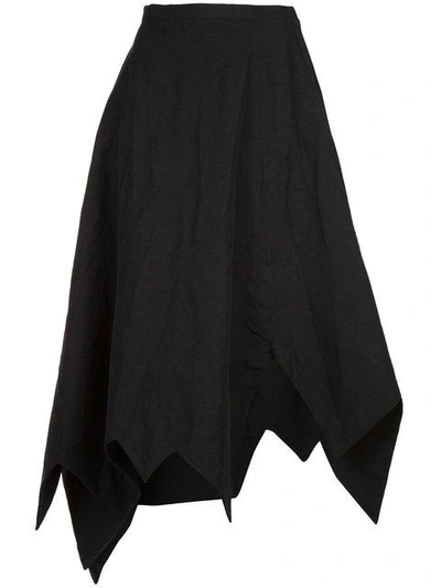 Shop Yohji Yamamoto Zig Zag Flared Skirt In Black