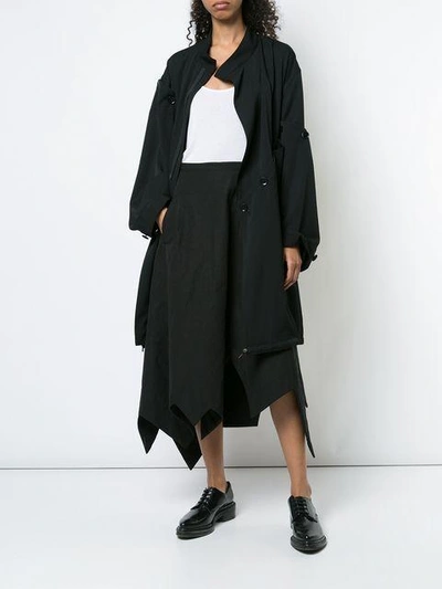 Shop Yohji Yamamoto Zig Zag Flared Skirt In Black