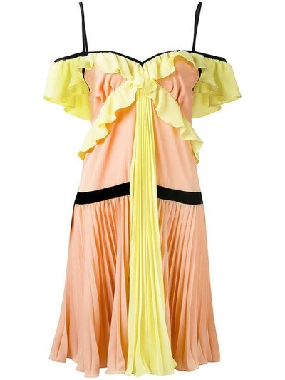 Shop Marco Bologna Crepe Georgette Pleated Dress In Multicolour