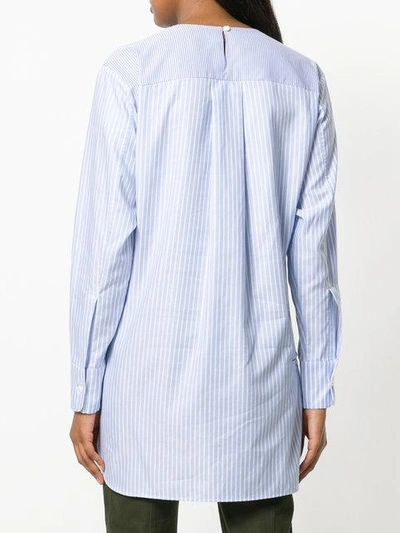 Shop Carven Long Sleeved Striped Shirt In Blue