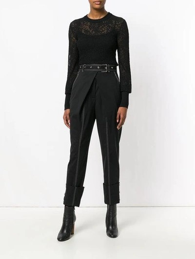 Shop Givenchy Sheer Embroidered Knitted Top - Black