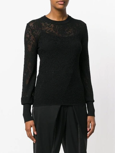 Shop Givenchy Sheer Embroidered Knitted Top - Black