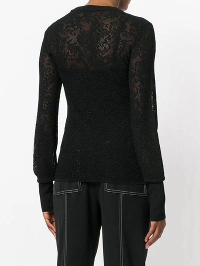 Shop Givenchy Sheer Embroidered Knitted Top - Black