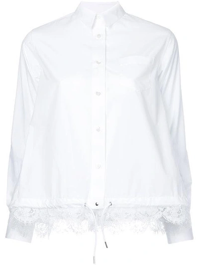 Shop Sacai Lace Hem Shirt - White