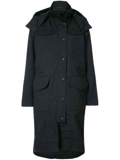Shop Canada Goose Buttoned Hooded Jacket In Black