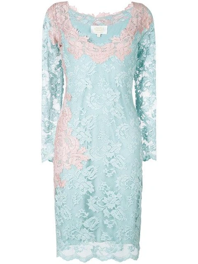 Shop Olvi S Lace-embroidered Dress In Blue