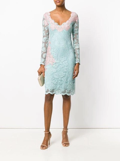Shop Olvi S Lace-embroidered Dress In Blue