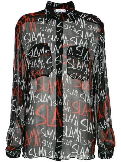 Shop Amir Slama Logo Print Shirt - Black