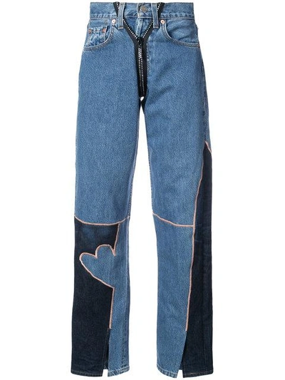 Shop Neith Nyer Crystal Detail Jeans In Blue