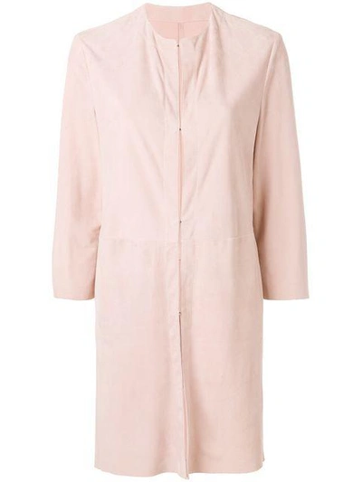 Shop Drome Round Neck Coat In Pink