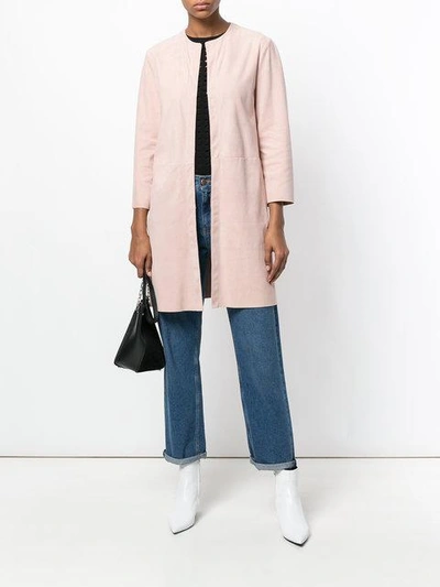 Shop Drome Round Neck Coat In Pink