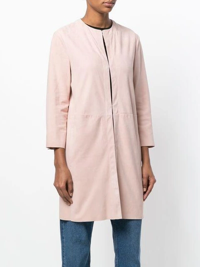 Shop Drome Round Neck Coat In Pink