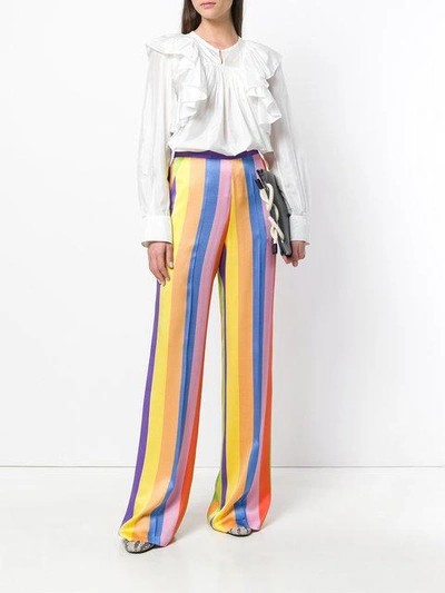 Shop Etro Wide-leg Striped Trousers