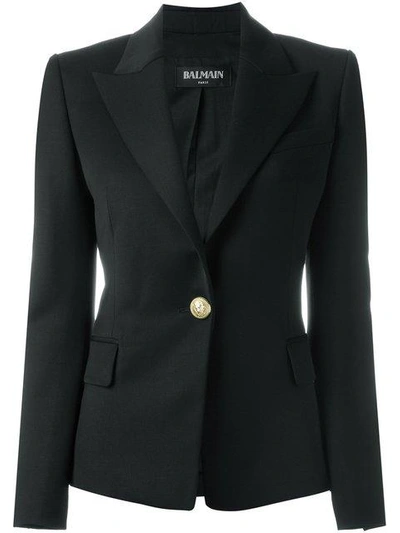 Shop Balmain Fitted Blazer In Black