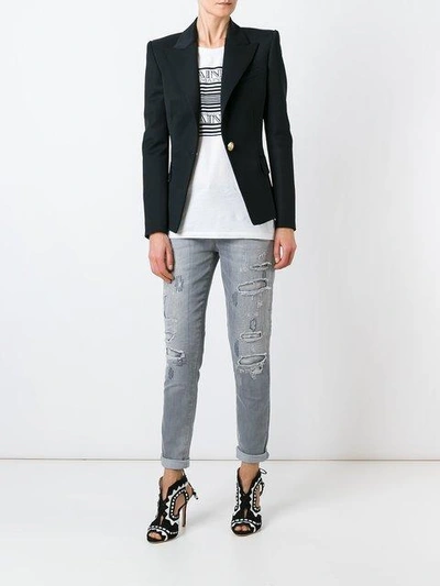 Shop Balmain Fitted Blazer In Black