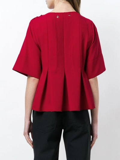 Shop Carven Cropped Pleated Blouse - Red