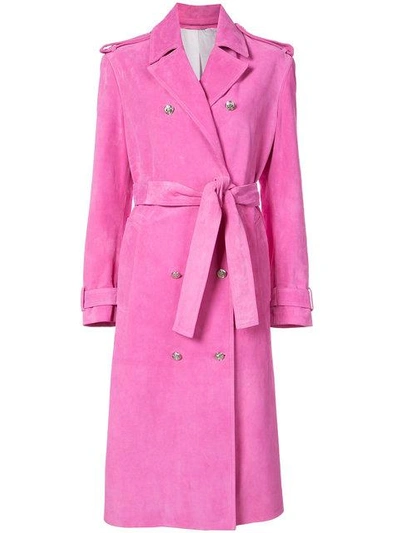 Shop Calvin Klein 205w39nyc Suede Trench Coat In Pink