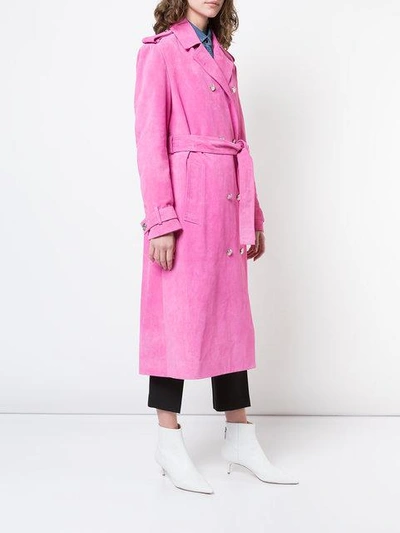 Shop Calvin Klein 205w39nyc Suede Trench Coat In Pink