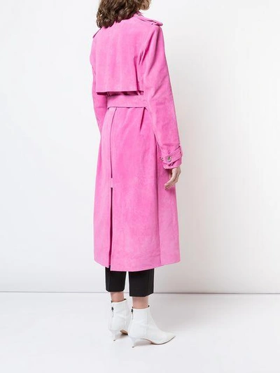 Shop Calvin Klein 205w39nyc Suede Trench Coat In Pink