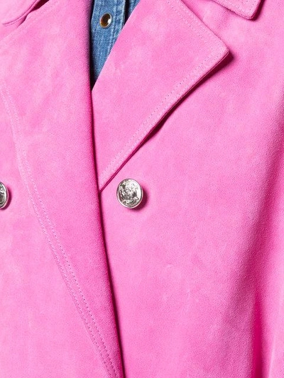 Shop Calvin Klein 205w39nyc Suede Trench Coat In Pink