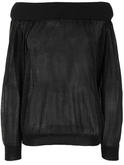 Shop Zanone Sheer Off The Shoulder Sweater - Black