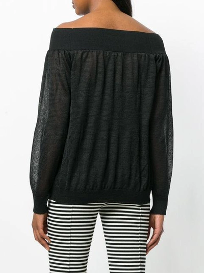 Shop Zanone Sheer Off The Shoulder Sweater - Black