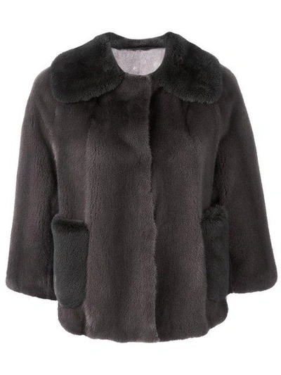 Shop Liska 'cocotte' Fur Jacket In Grün/grau