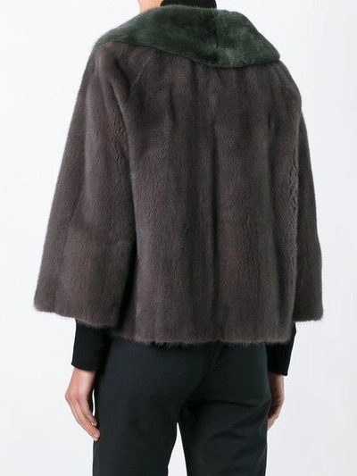 Shop Liska 'cocotte' Fur Jacket In Grün/grau