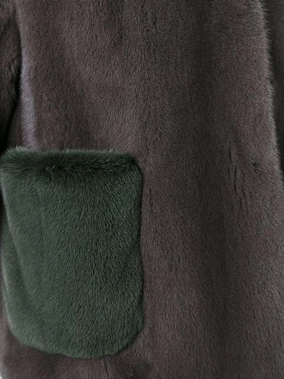 Shop Liska 'cocotte' Fur Jacket In Grün/grau