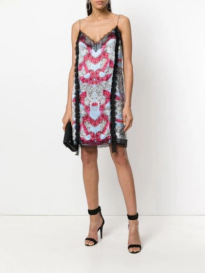 Shop Versace Patterned Lace Trim Slip Dress